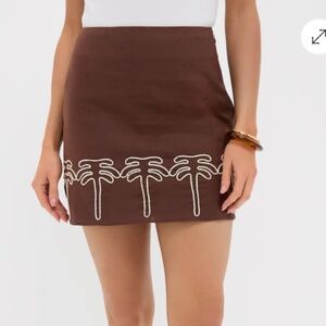 Brown & Cream Embroidery Palm Mini Skirt